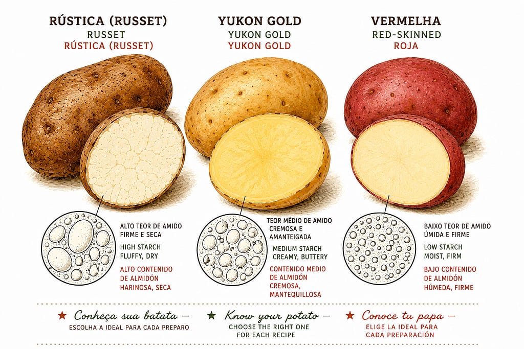 Batatas: como o amido governa textura, sabor e técnica na cozinha